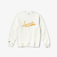 Mens Signature Print Crew Neck Sweatshirt | Lacoste White • 70V