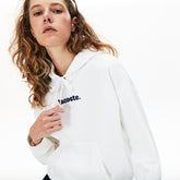 Womens Wo Signature Wide Hooded Fleece Sweatshirt | Lacoste White • 001