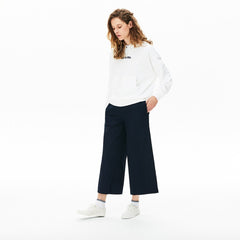Womens Wo Signature Wide Hooded Fleece Sweatshirt | Lacoste White • 001