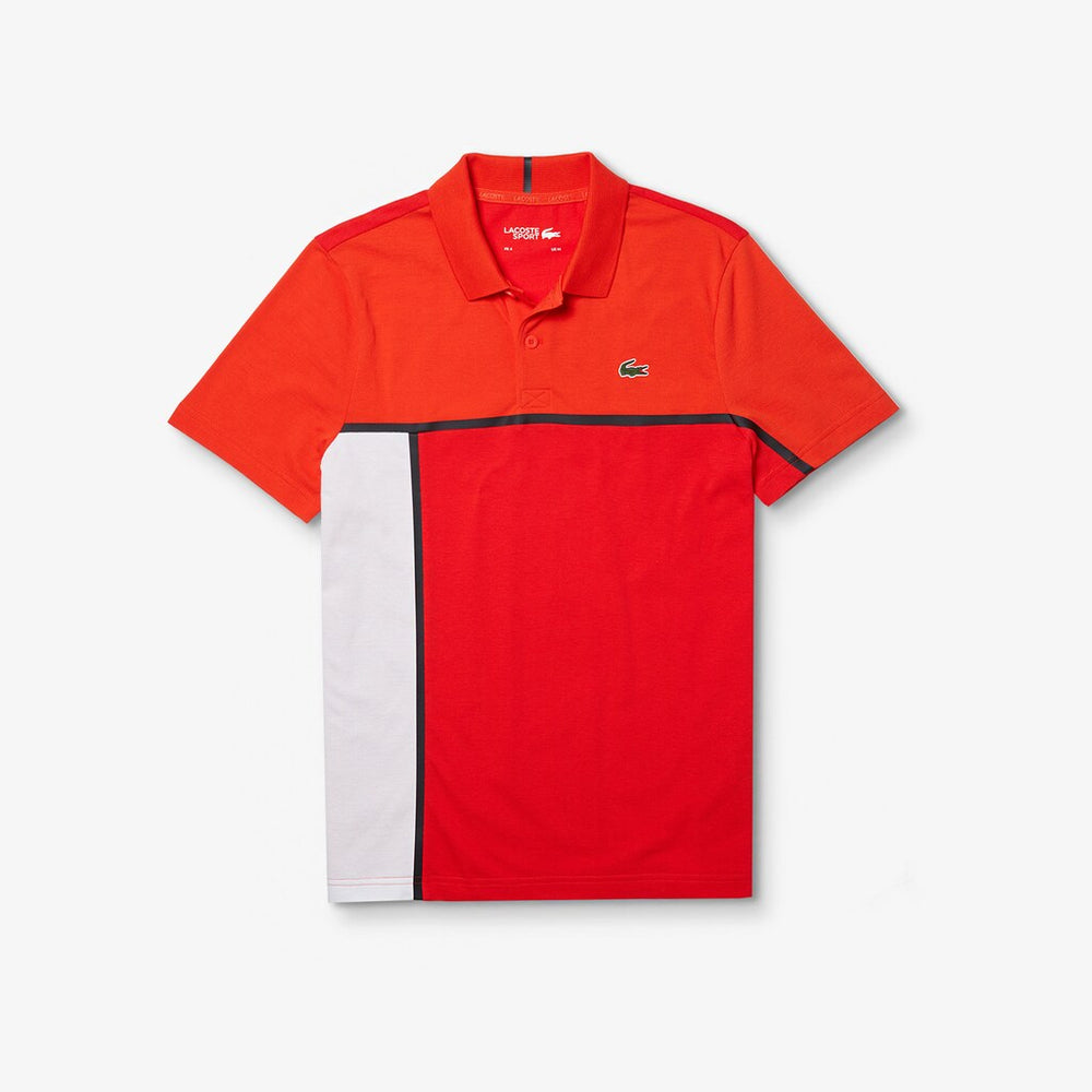 Mens SPORT Colorblock Cotton Polo | Lacoste Red / White / Black • Y55