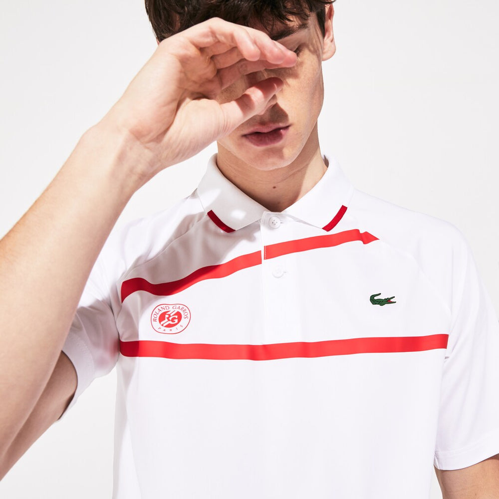 Mens SPORT Roland Garros x Novak Djokovic Polo Shirt | Lacoste White / Red • N7J