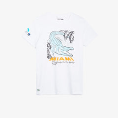 Womens Wo SPORT Miami Open Crocodile Print T-shirt | Lacoste White • 001