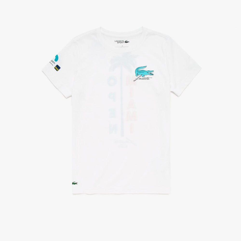 Womens Wo SPORT Miami Open Palm Tree Print T-shirt | Lacoste White • 001