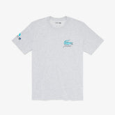 Mens SPORT Miami Open Crew Neck Graphic Tee | Lacoste Grey Chine • Cca
