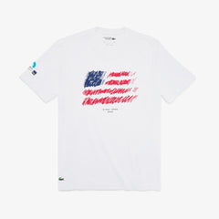 Mens SPORT Miami Open Flag Print T-shirt | Lacoste White • 001