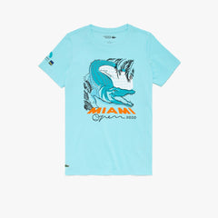 Womens Wo SPORT Miami Open Crocodile Print T-shirt | Lacoste Turquoise • 3A3