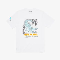 Mens SPORT Miami Open Crocodile Print T-shirt | Lacoste White • 001