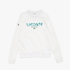 Womens Wo SPORT Miami Open Print Fleece Sweatshirt | Lacoste White / Navy Blue • 522