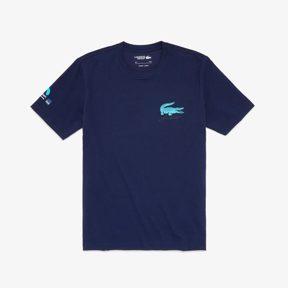 Mens SPORT Miami Open Crew Neck Graphic Tee | Lacoste Navy Blue • 166