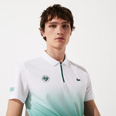 Mens SPORT Roland Garros Zip-Front Performance Polo Shirt | Lacoste White / Green • Jd8