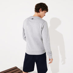 Mens SPORT Roland Garros Plant Print Sweatshirt | Lacoste Grey Chine / Navy Blue • Mnc