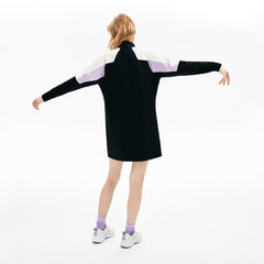 Womens Wo LIVE Colorblock Cotton Zip Sweatshirt Dress | Lacoste Black / White • Kbr