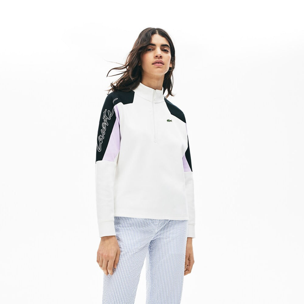 Womens Wo LIVE Color-Block Zip-Front Sweatshirt | Lacoste White • 2Cq