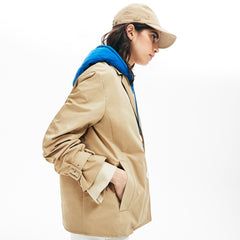 Womens Wo LIVE Contrast Hood 2-in-1 Trench Coat | Lacoste Beige / Blue • Wlh