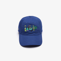 Mens Unisex Lacoste x Jeremyville Print Cotton Cap | Lacoste Navy Blue • F9F