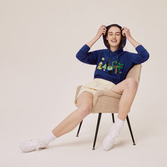 Mens/Womens Unisex Lacoste x Jeremyville Print Hooded Sweatshirt | Lacoste Navy Blue • F9F