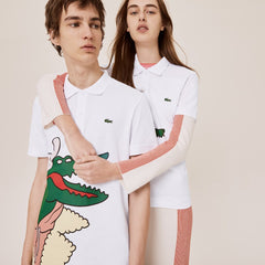 Mens/Womens Unisex Lacoste x Jean-Michel Tixier Print Classic Fit Polo Shirt | Lacoste White / Yellow • Jd4
