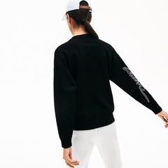 Womens Wo LIVE 3D Signature Cotton Crewneck Sweater | Lacoste Black • 031