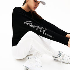 Womens Wo LIVE 3D Signature Cotton Crewneck Sweater | Lacoste Black • 031