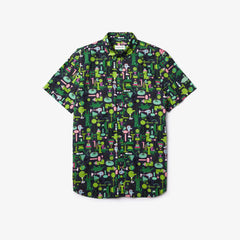 Mens/Womens Unisex Lacoste x Jeremyville Regular Fit Cotton Shirt | Lacoste Navy Blue / White • Qrn