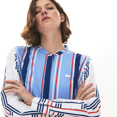 Womens Wo Striped Long Flowing Shirt | Lacoste Purple / White / Navy Blue / Red • Nh6