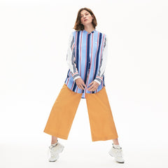 Womens Wo Striped Long Flowing Shirt | Lacoste Purple / White / Navy Blue / Red • Nh6