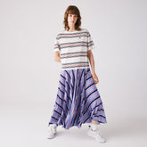 Womens Wo Dissimilar Striped Pleated Jersey T-shirt Dress | Lacoste Purple / Navy Blue / White / Red / Light Pink • R4K