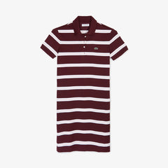 Womens Wo Striped Stretch Cotton Polo Dress | Lacoste Bordeaux / Light Pink / White • Hut