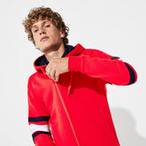 Mens SPORT Striped-Sleeve Hooded Zip Sweatshirt | Lacoste Red / White / Navy Blue • 1Mq
