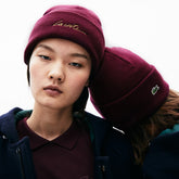 Mens Unisex LIVE Signature Embroidered Cashmere-Blend Beanie | Lacoste Bordeaux • F8J