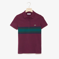 Womens Wo Color Block Stripe Polo | Lacoste Bordeaux / Navy Blue / Green • 10N