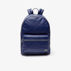 Mens Lacoste LIVE Signature Print Zippered Backpack | Lacoste Blue Depths • E62
