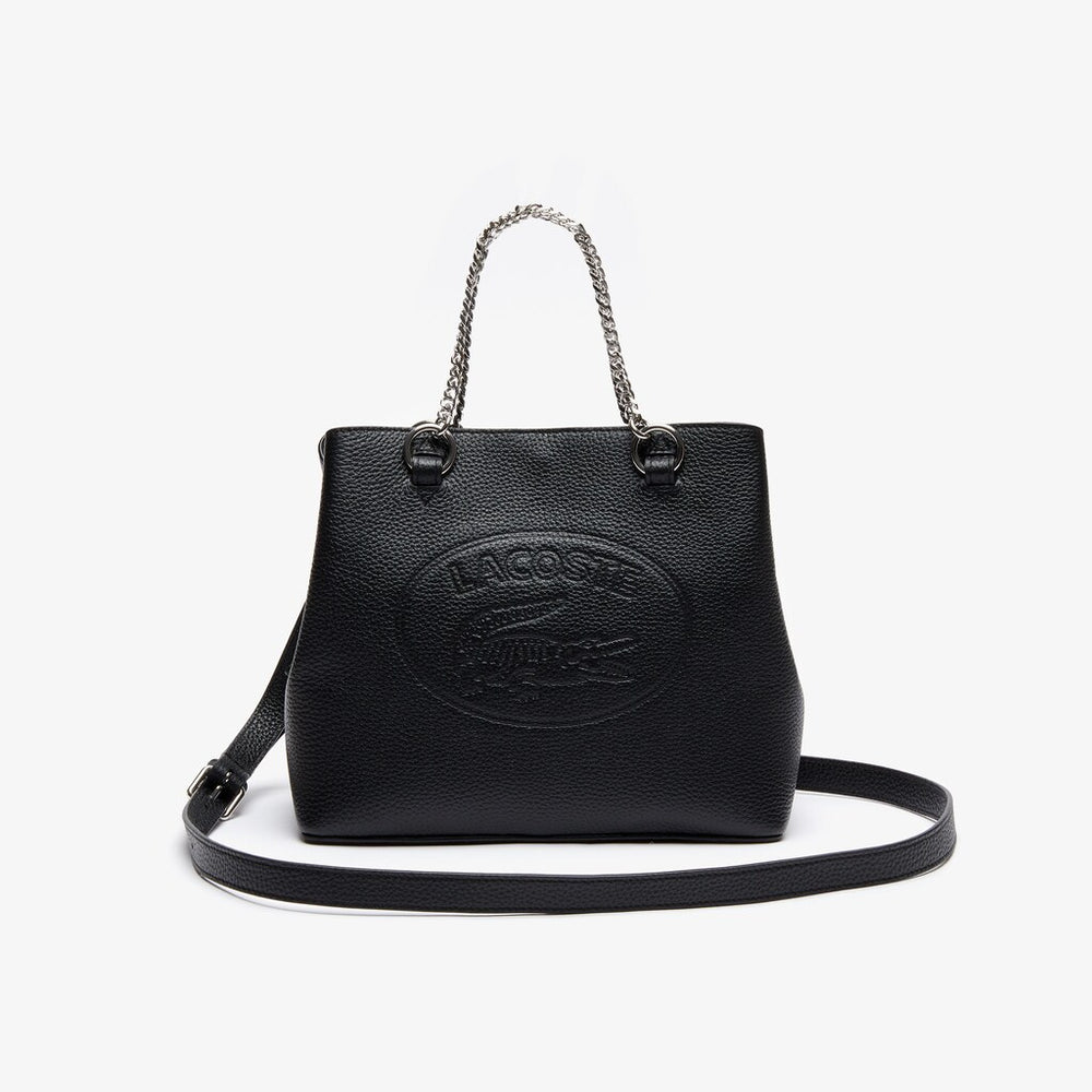 Womens Wo Croco Crew Grained Leather Bucket Bag | Lacoste Black • 000