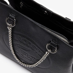 Womens Wo Croco Crew Grained Leather Bucket Bag | Lacoste Black • 000