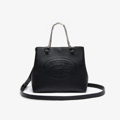 Womens Wo Croco Crew Grained Leather Bucket Bag | Lacoste Black • 000