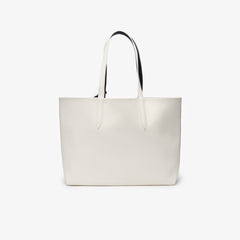 Womens Wo Anna Removable Pouch Signature Reversible Tote | Lacoste Typo Marshmallow Dark Sap • E38