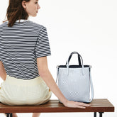 Womens Wo Anna Removable Pouch Perforated Vertical Tote | Lacoste Dark Sapphire Illusion Bl • D90