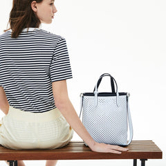 Womens Wo Anna Removable Pouch Perforated Vertical Tote | Lacoste Dark Sapphire Illusion Bl • D90
