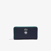 Womens Wo Roland Garros Contrast Interior Zippered Wallet | Lacoste Peacoat Verdant Green Mol • E44