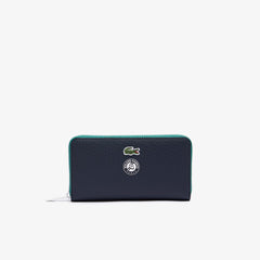 Womens Wo Roland Garros Contrast Interior Zippered Wallet | Lacoste Peacoat Verdant Green Mol • E44