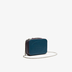 Womens Wo Croco Crew Tricolour Leather Zippered Shoulder Bag | Lacoste Legion Blue Peacoat Meado • D69