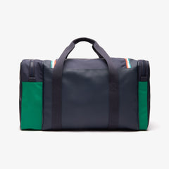 Mens Roland Garros Two-Tone Nylon Zippered Sports Bag | Lacoste Peacoat Verdant Green Mol • E44