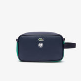 Mens Roland Garros Nylon Zippered Toiletry Bag | Lacoste Peacoat Verdant Green Mol • E44