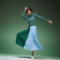 Womens Wo Fashion Show Asymetrical Printed Skirt | Lacoste Green / Light Blue / Navy Blue / White • Wla