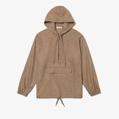 Mens Unisex Fashion Show Hooded Solid Virgin Wool Jacket | Lacoste Light Brown • Yuj