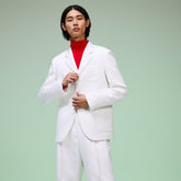 Mens Fashion Show Solid Blazer with Chest Pocket | Lacoste White • 001