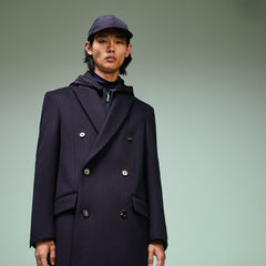 Mens Fashion Show Double-Breasted Coat | Lacoste Navy Blue • 166