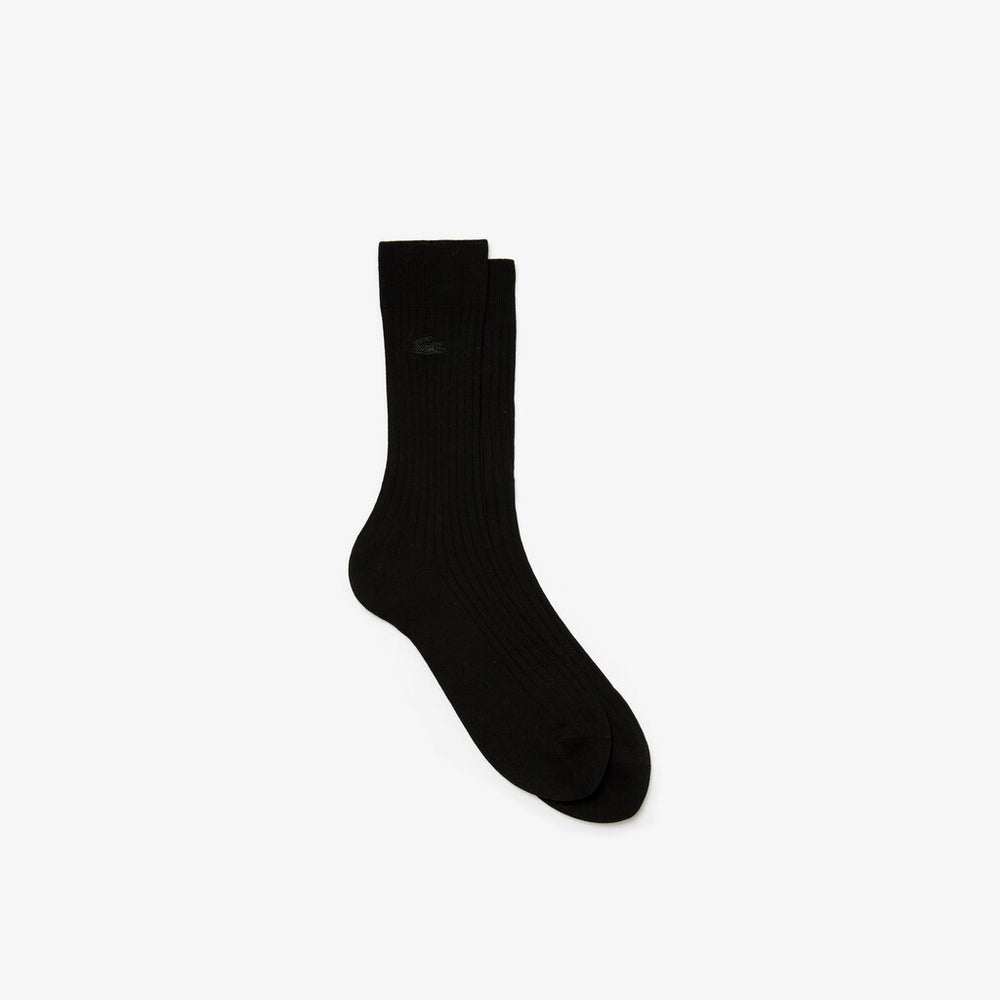 Mens Ribbed Cotton Blend Socks | Lacoste Black • 031