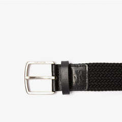 Mens Lacoste Engraved Buckle Stretch Knitted Belt | Lacoste Black • 000