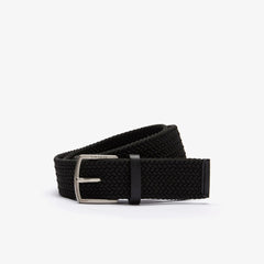 Mens Lacoste Engraved Buckle Stretch Knitted Belt | Lacoste Black • 000